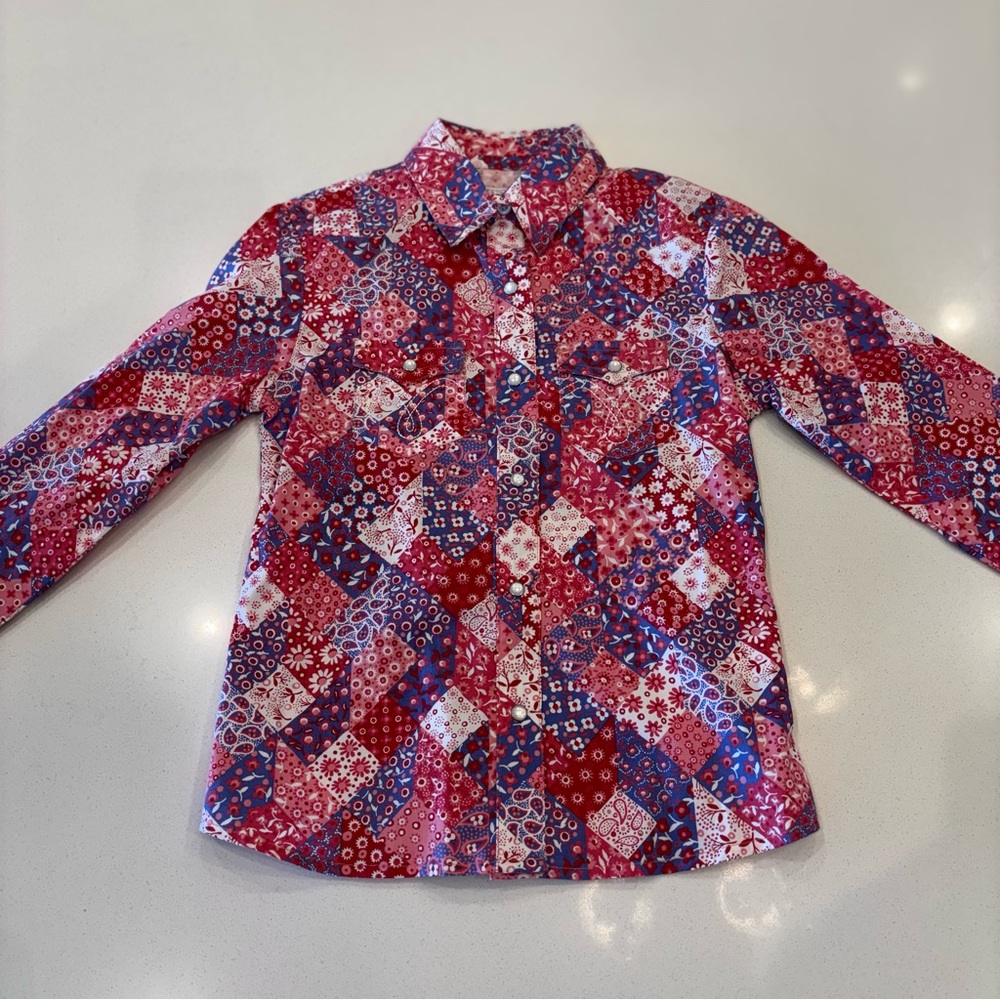 Vibrant Patchwork Button Down Shirt for Kids